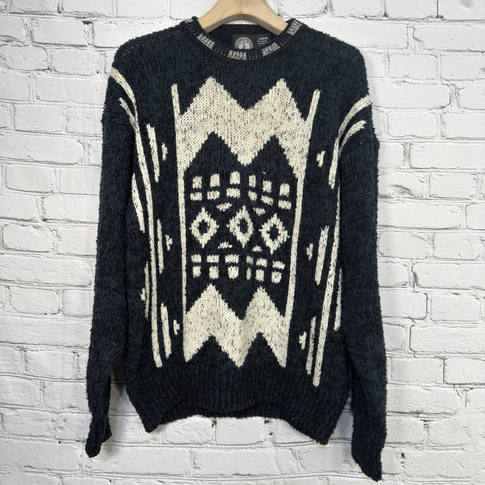 Vintage Hang Ten Sweater‎ Size L Acrylic Aztec Geometric Surf Streetwear 80s 90s